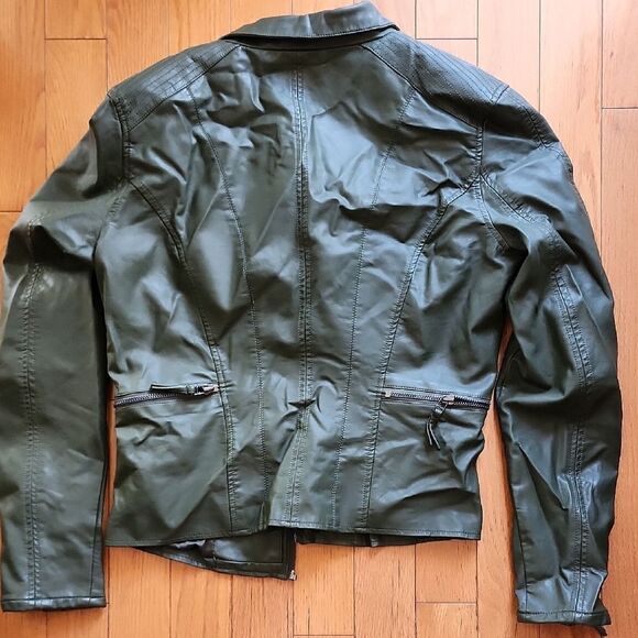 Blank NYC Olive Leather Jacket- Women's Size Small - Picture 5 of 6